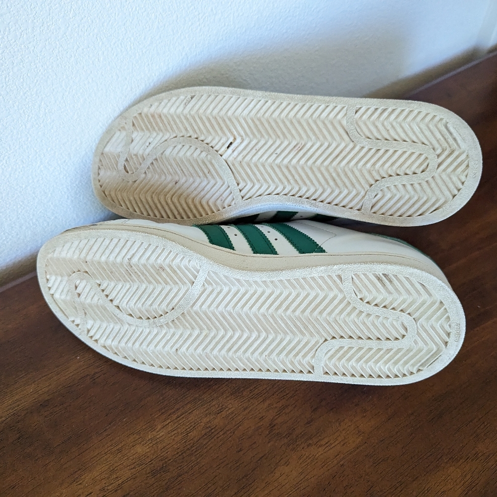 Adidas Superstar Original Men's Sneakers Cloud White Green Stripes Size 7 - Picture 10 of 11